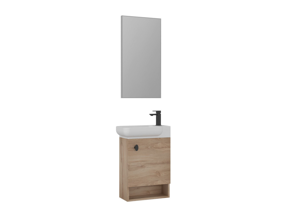 Zestaw szafki pod umywalkę z lustrem (2 elementy) „Begonya 55” – 53 x 33 x 75 cm – dąb