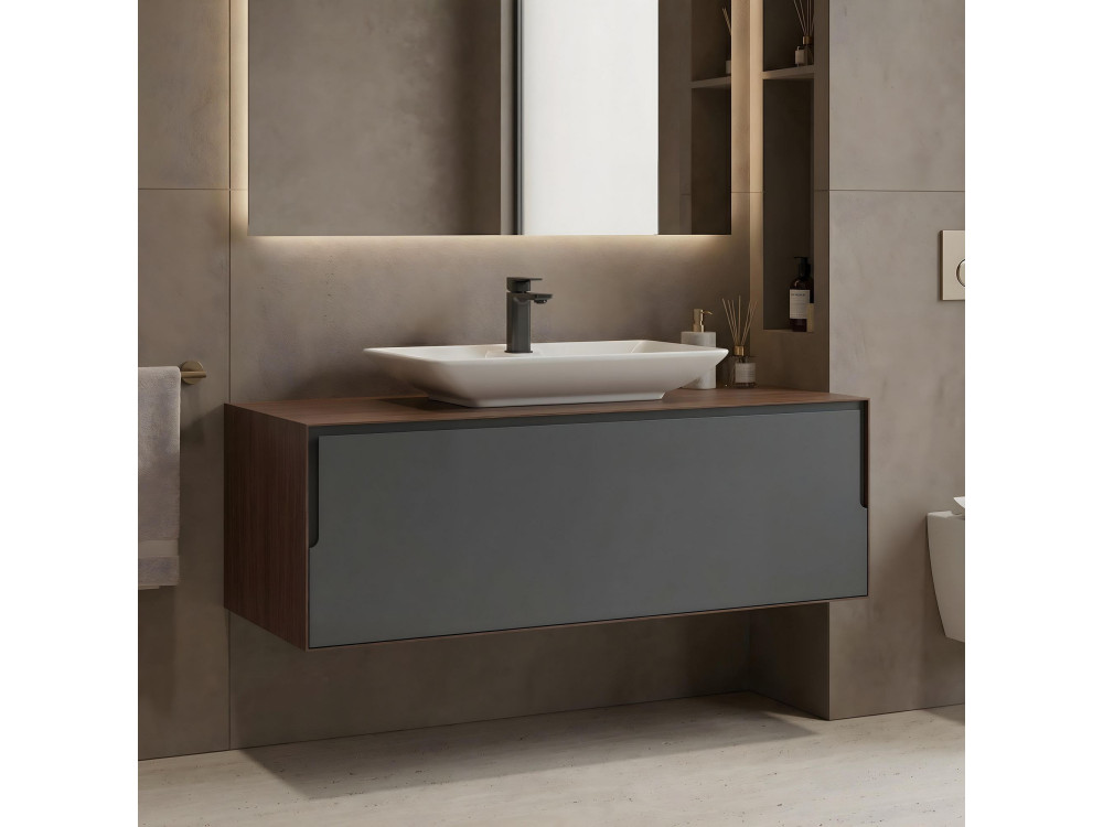 Szafka pod umywalkę „Craft 120” – 120 x 50 x 40 cm – orzech / antracyt