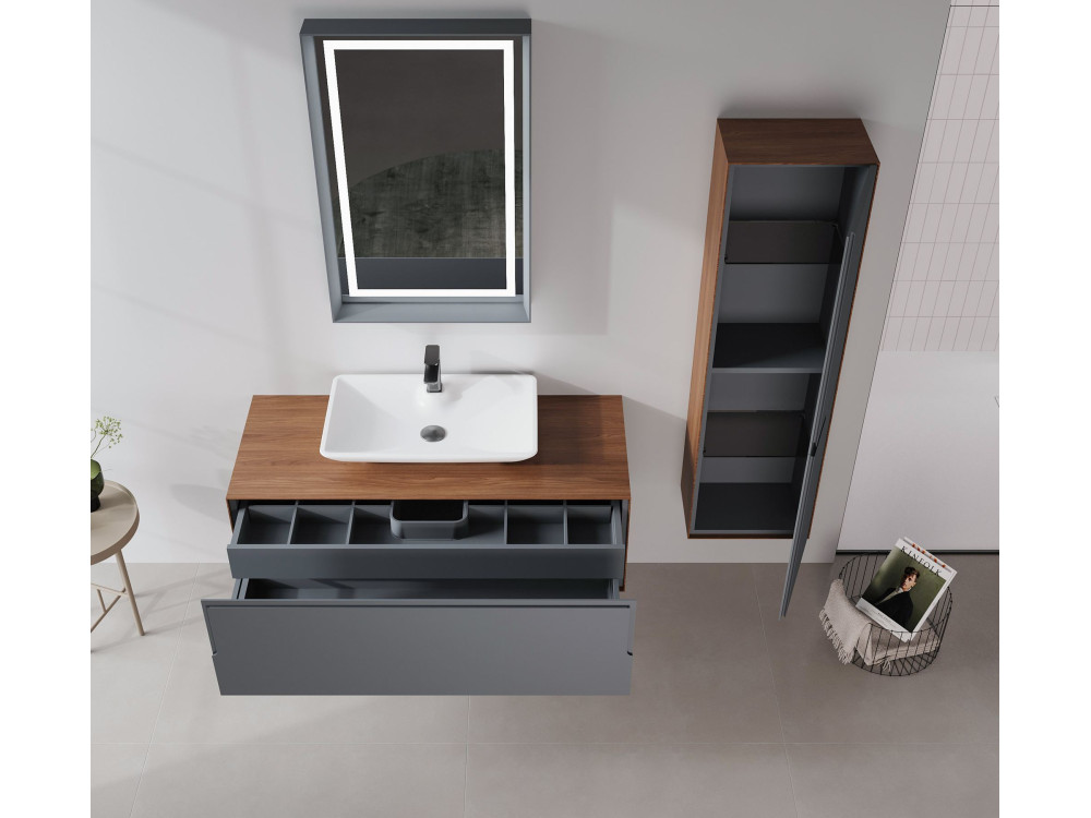 Szafka pod umywalkę „Craft 120” – 120 x 50 x 40 cm – orzech / antracyt