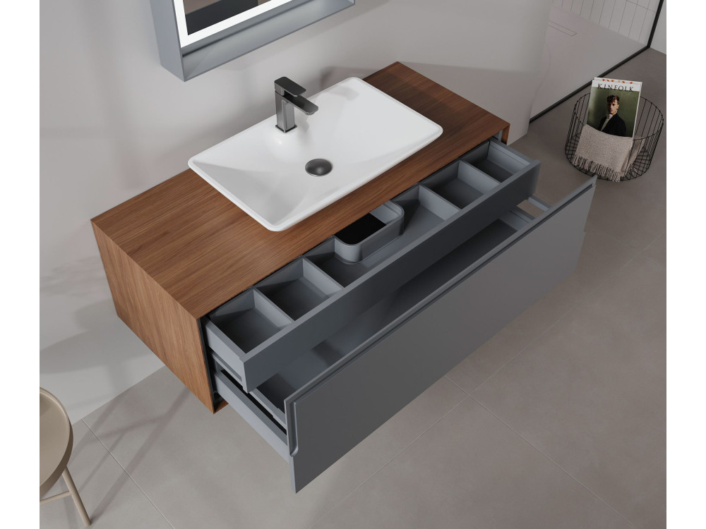 Szafka pod umywalkę „Craft 120” – 120 x 50 x 40 cm – orzech / antracyt