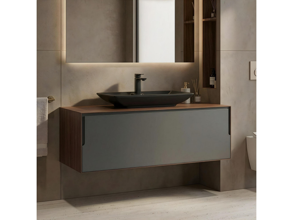 Szafka pod umywalkę „Craft 120” – 120 x 50 x 40 cm – orzech / antracyt