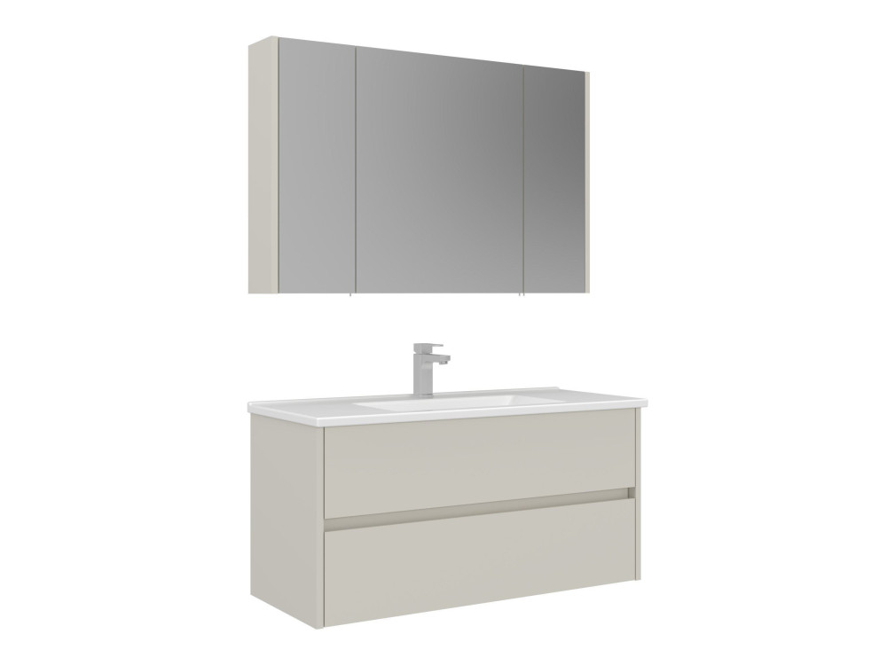 Zestaw szafki pod umywalkę z lustrem (2 elementy) „Arno 100” – 100 x 45 x 52 cm – Cashmere