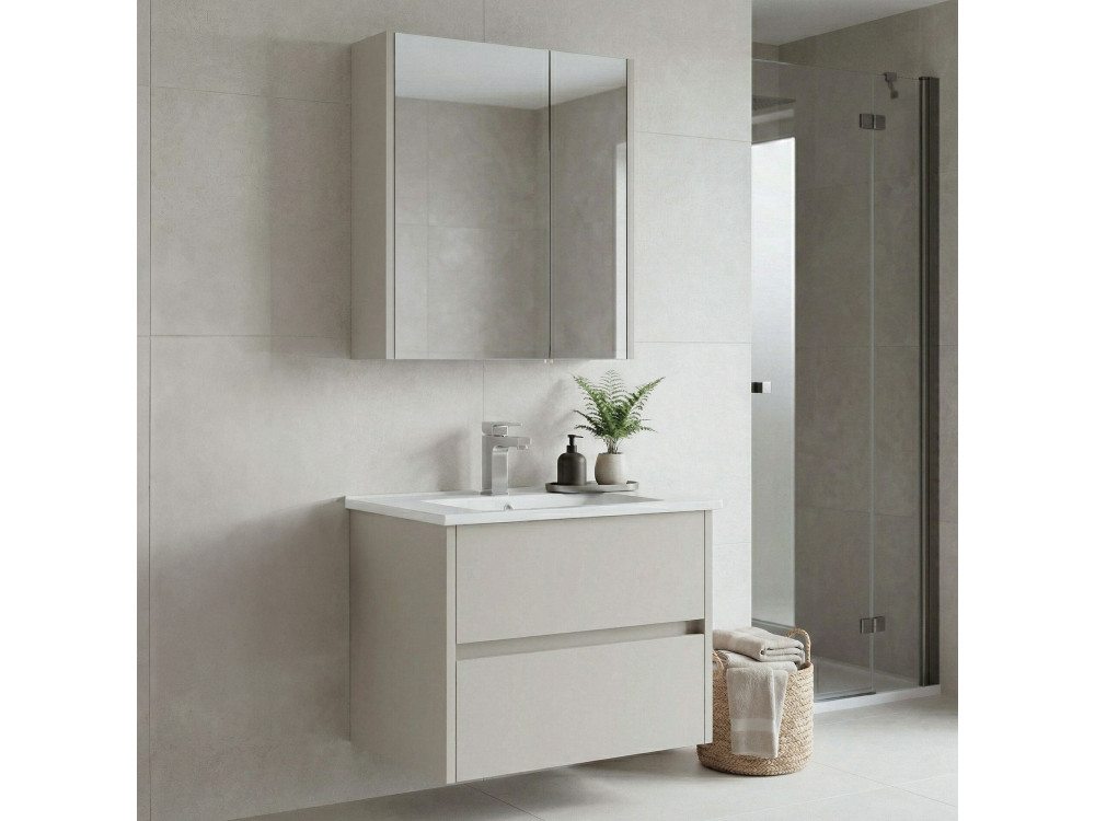 Zestaw szafki pod umywalkę z lustrem (2 elementy) „Arno 65” – 65 x 45 x 52 cm – Cashmere