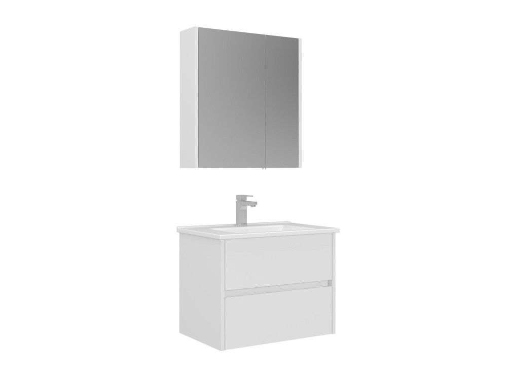 Zestaw szafki pod umywalkę z lustrem (2 elementy) „Arno 65” – 65 x 45 x 52 cm – biały