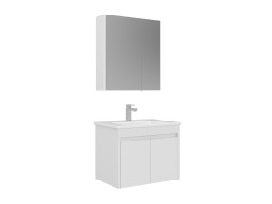 Zestaw szafki pod umywalkę z lustrem (2 elementy) „Arno 65” – 65 x 45 x 52 cm – biały