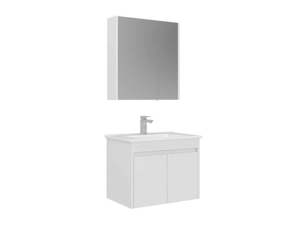 Zestaw szafki pod umywalkę z lustrem (2 elementy) „Arno 65” – 65 x 45 x 52 cm – biały