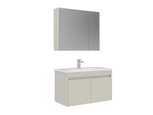 Zestaw szafki pod umywalkę z lustrem (2 elementy) „Arno 85” – 85 x 45 x 52 cm – Cashmere