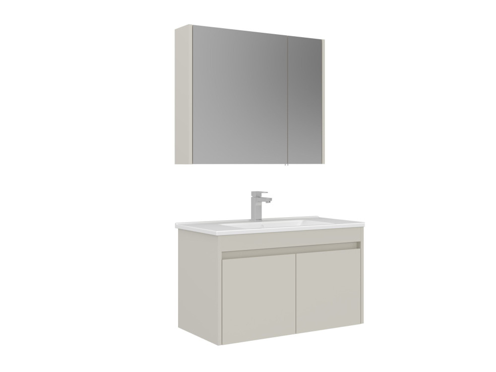 Zestaw szafki pod umywalkę z lustrem (2 elementy) „Arno 85” – 85 x 45 x 52 cm – Cashmere