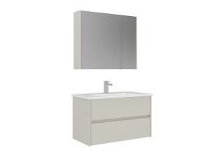 Zestaw szafki pod umywalkę z lustrem (2 elementy) „Arno 85” – 85 x 45 x 52 cm – Cashmere