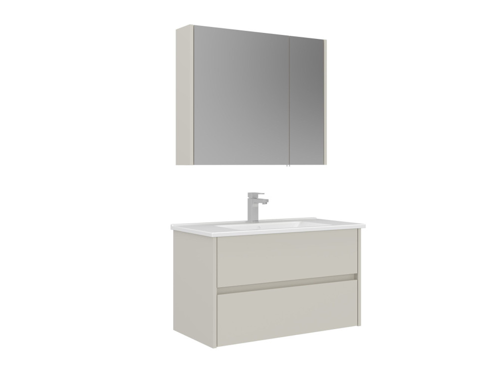 Zestaw szafki pod umywalkę z lustrem (2 elementy) „Arno 85” – 85 x 45 x 52 cm – Cashmere