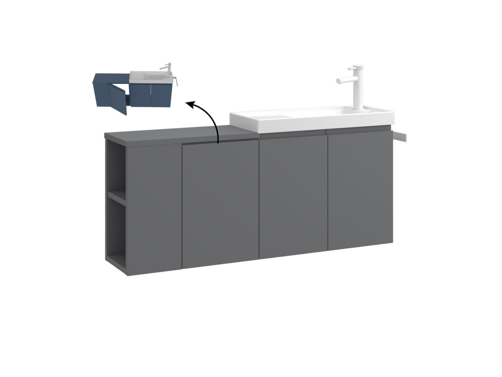Szafka pod umywalkę „Ferla 110” – 110 x 22 x 45 cm – matowa szarość