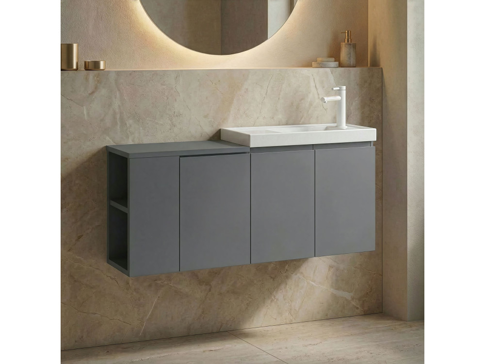 Szafka pod umywalkę „Ferla 110” – 110 x 22 x 45 cm – matowa szarość