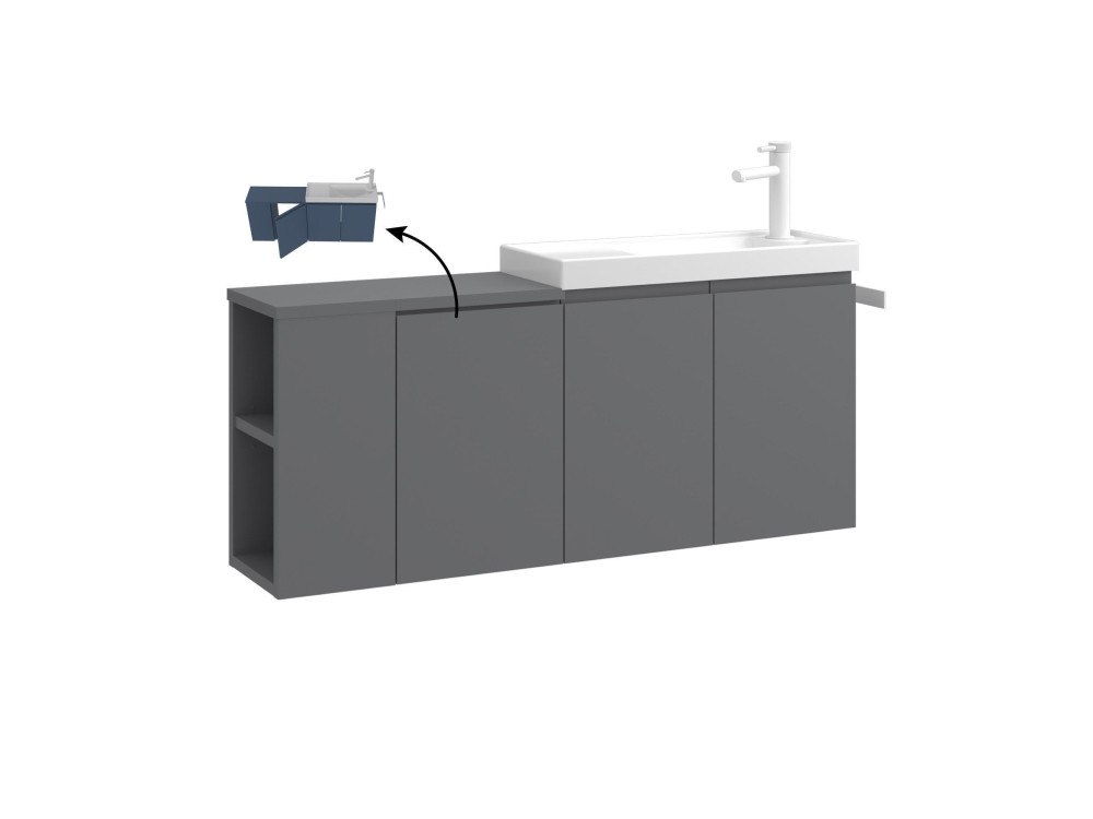 Szafka pod umywalkę „Ferla 110” – 110 x 22 x 45 cm – matowa szarość