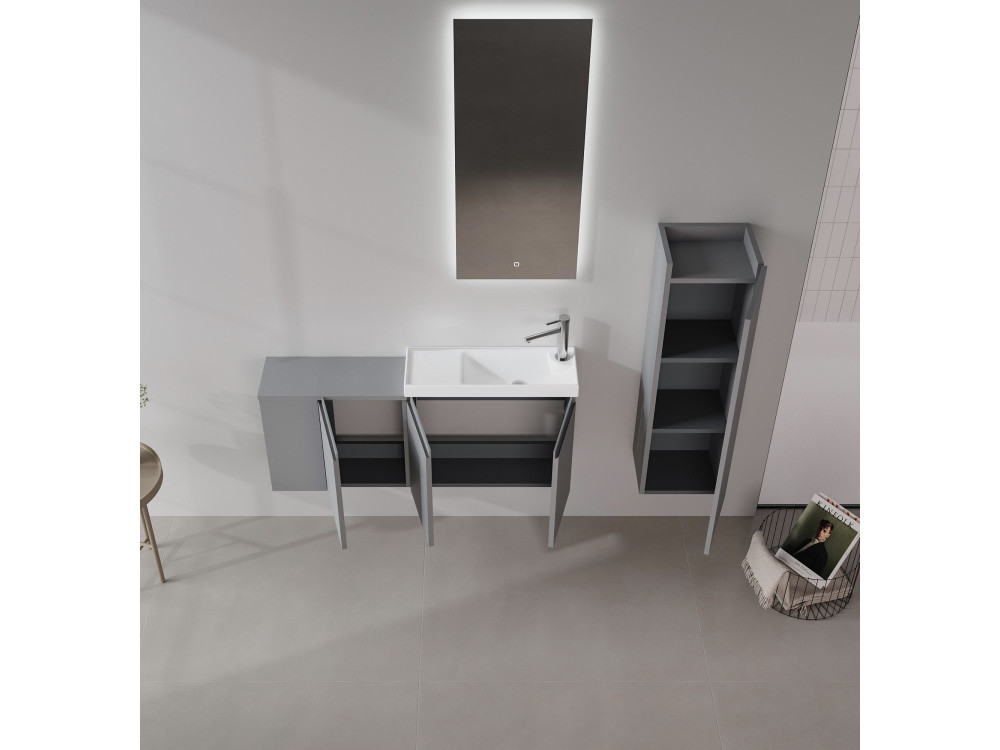 Zestaw szafki pod umywalkę z lustrem (2 elementy) „Ferla 110” – 110 x 22 x 45 cm – matowa szarość