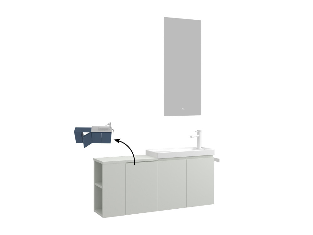 Zestaw szafki pod umywalkę z lustrem (2 elementy) „Ferla 110” – 40 x 22 x 45 cm – matowy kolor kaszmiru