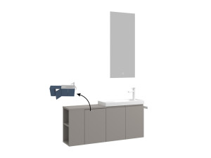 Zestaw szafki pod umywalkę z lustrem (2 elementy) „Ferla 110” – 110 x 22 x 45 cm – kolor Matte Mink