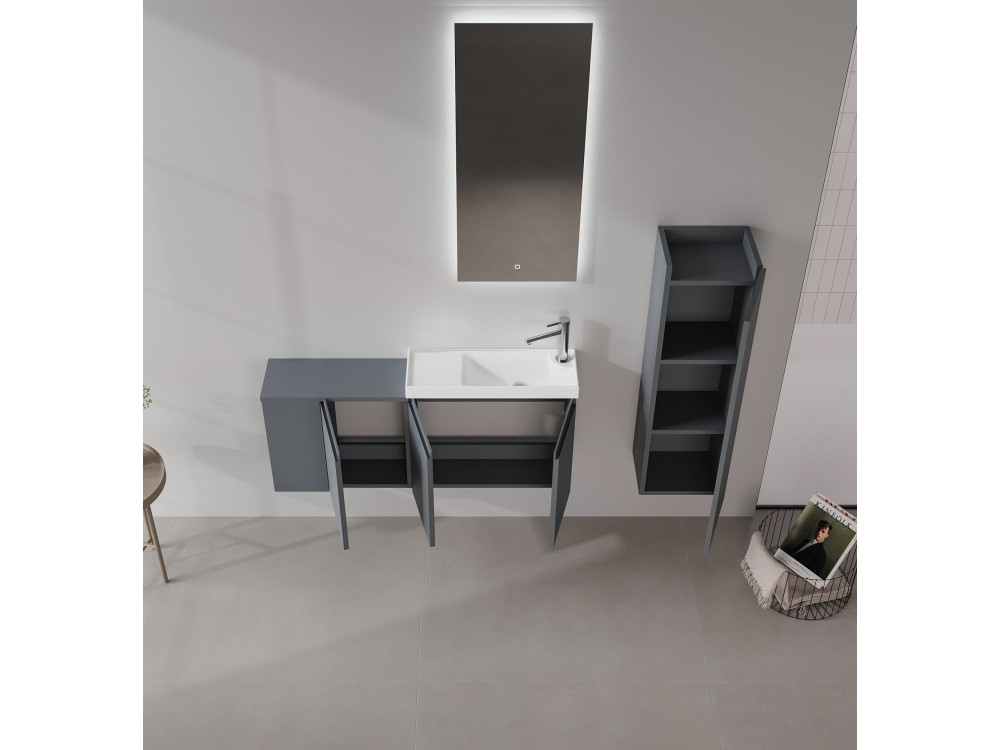 Zestaw szafki pod umywalkę z lustrem (2 elementy) „Ferla 110” – 110 x 22 x 45 cm – matowy antracyt
