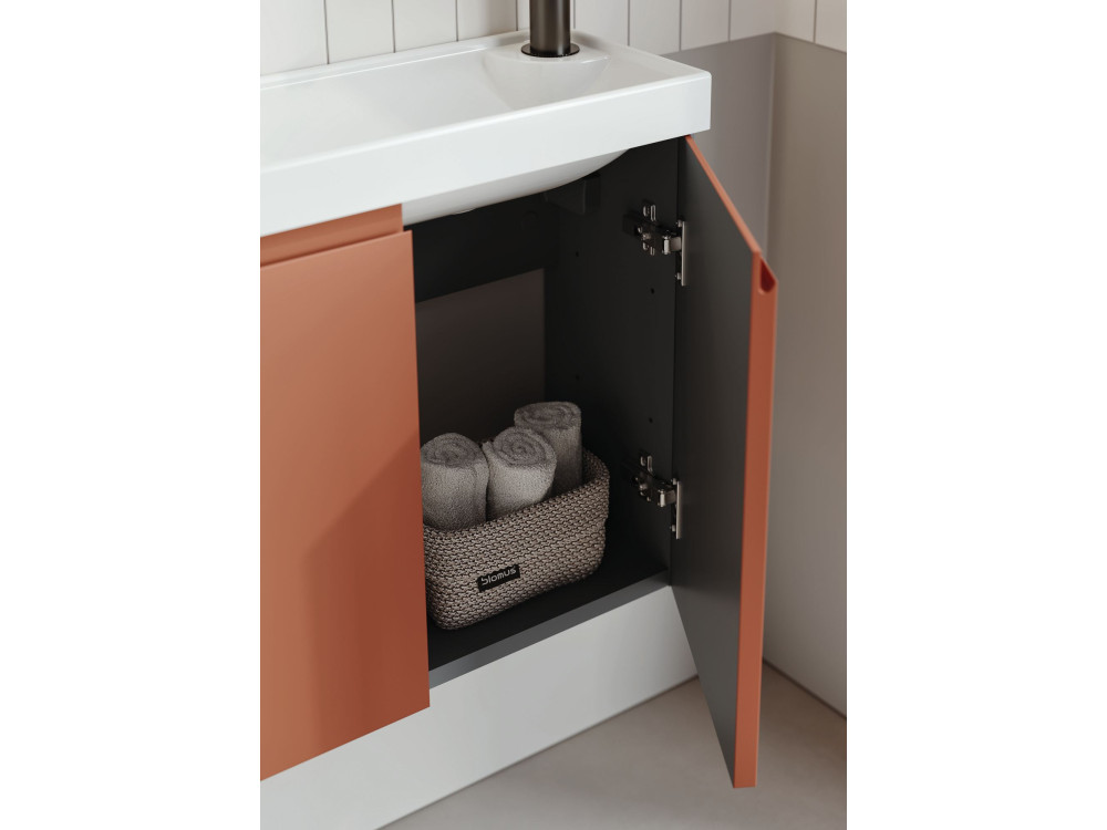Zestaw szafki pod umywalkę z lustrem (2 elementy) „Ferla 110” – 110 x 22 x 45 cm – kolor Matte Cinnamon
