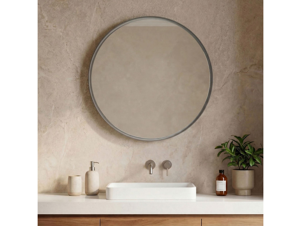 Dekoracyjne lustro drewniane „Moonlight 90 v2” – 90 x 7 x 90 cm – kolor Matte Mink