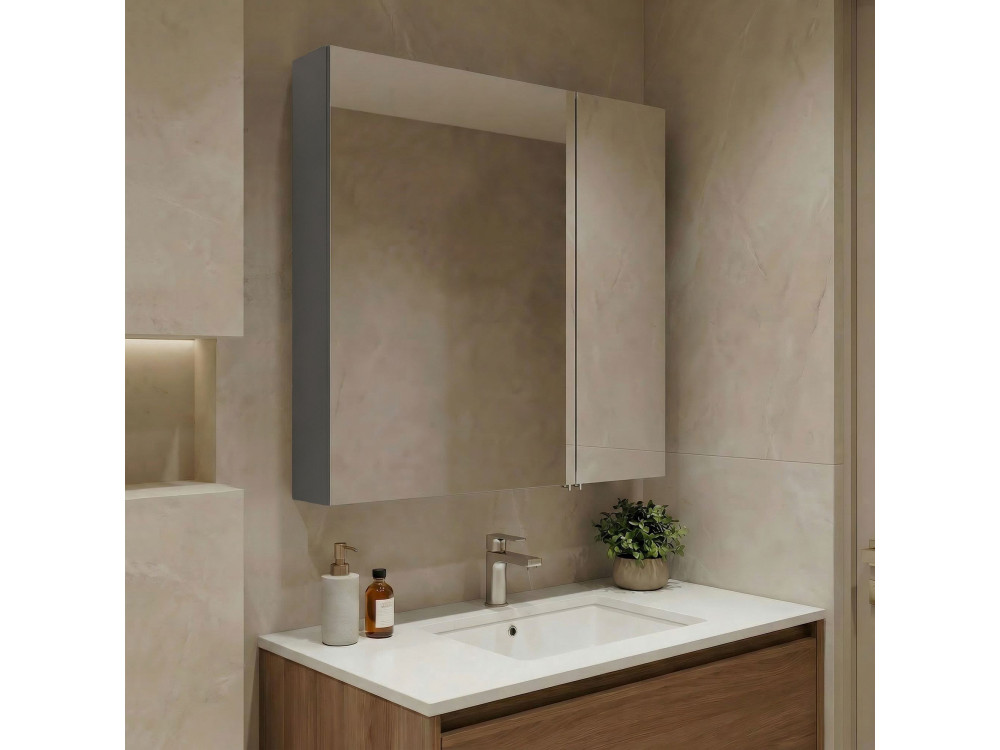 Szafka łazienkowa z lustrem „Nuvola 60 v2” – 66 x 16 x 60 cm – szara