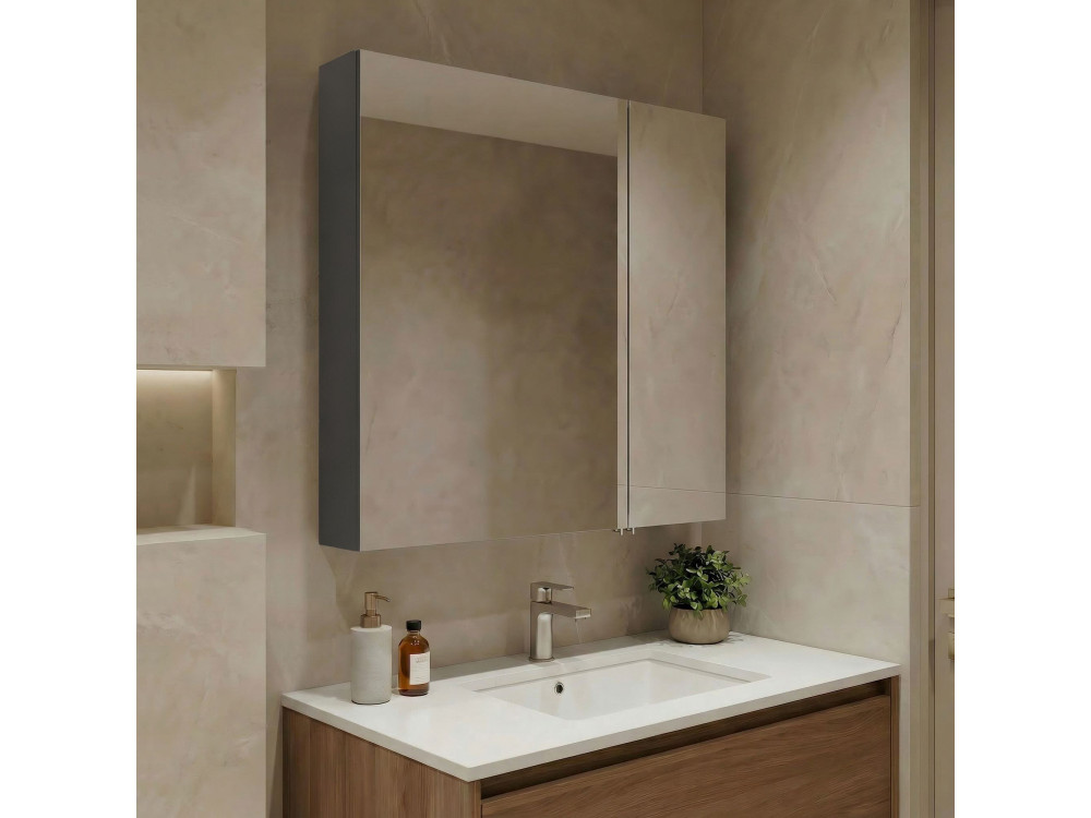Szafka łazienkowa z lustrem „Nuvola 60 v2” – 66 x 16 x 60 cm – antracyt