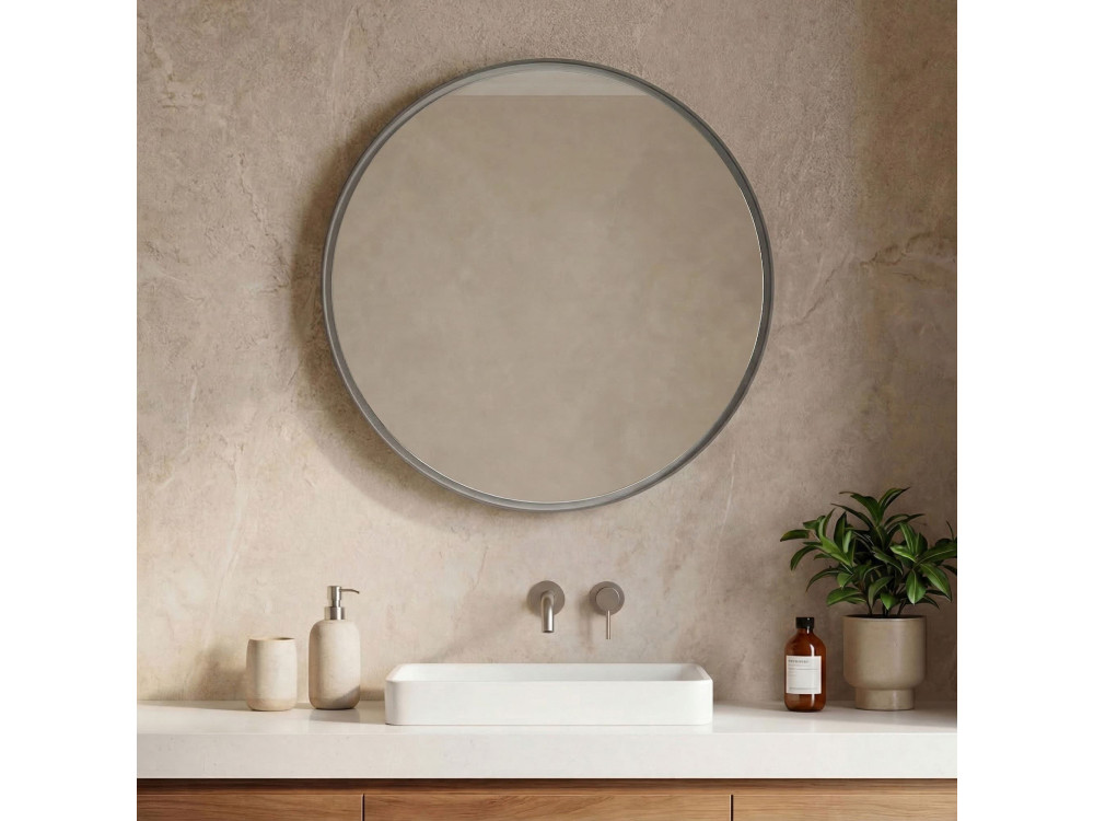 Dekoracyjne lustro drewniane „Moonlight 75 v2” – 75 x 7 x 75 cm – kolor Matte Mink