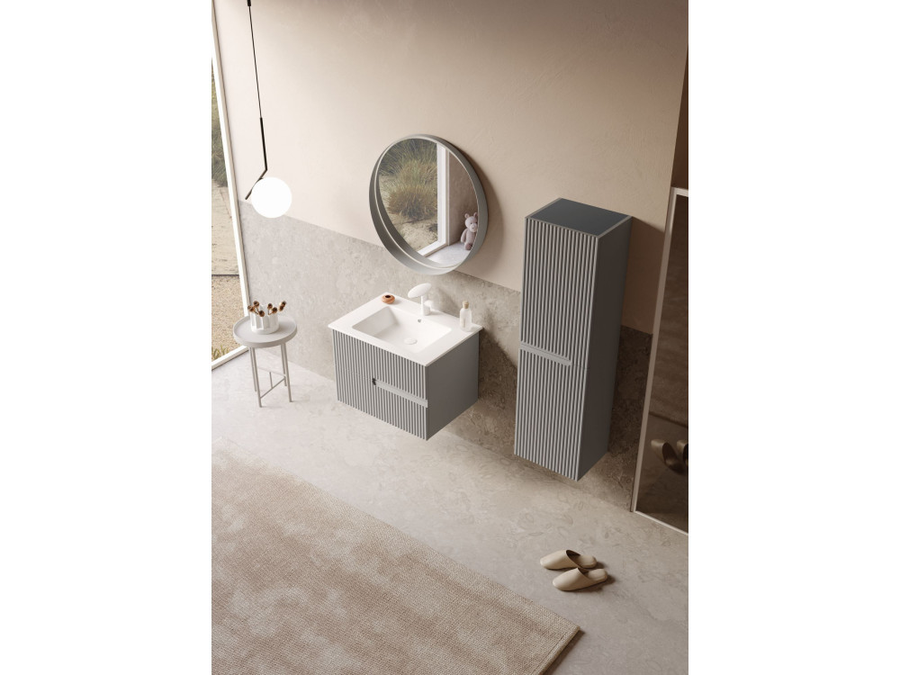 Dekoracyjne lustro drewniane „Moonlight 75 v2” – 75 x 7 x 75 cm – kolor Matte Mink