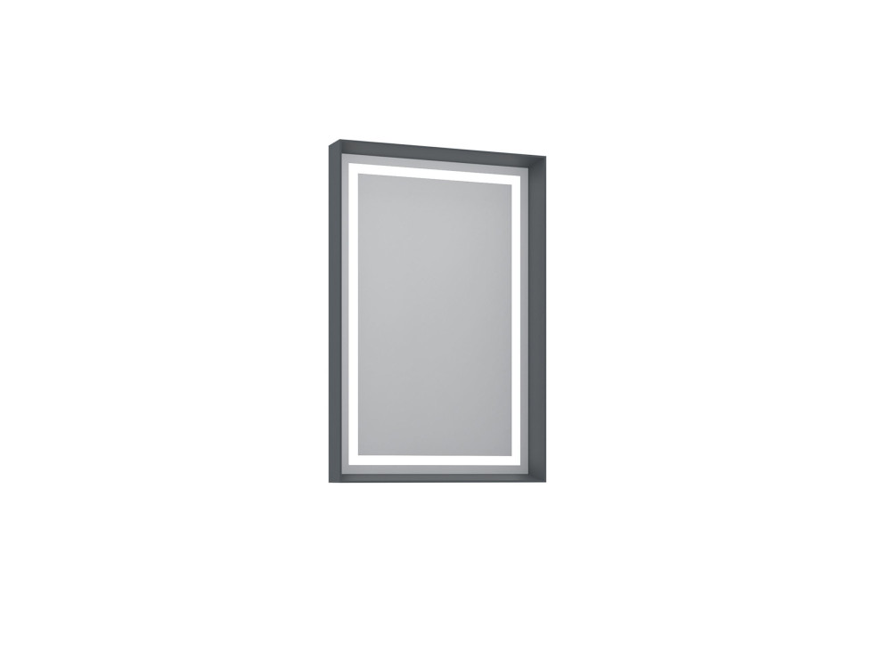 Dekoracyjne lustro drewniane „Craft 60 x 90 v2” – 60 x 10 x 90 cm – matowy antracyt
