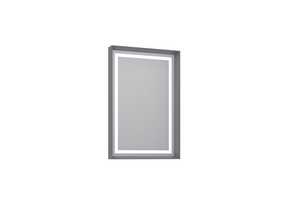 Dekoracyjne lustro drewniane „Craft 60 x 90 v2” – 60 x 10 x 90 cm – matowa szarość