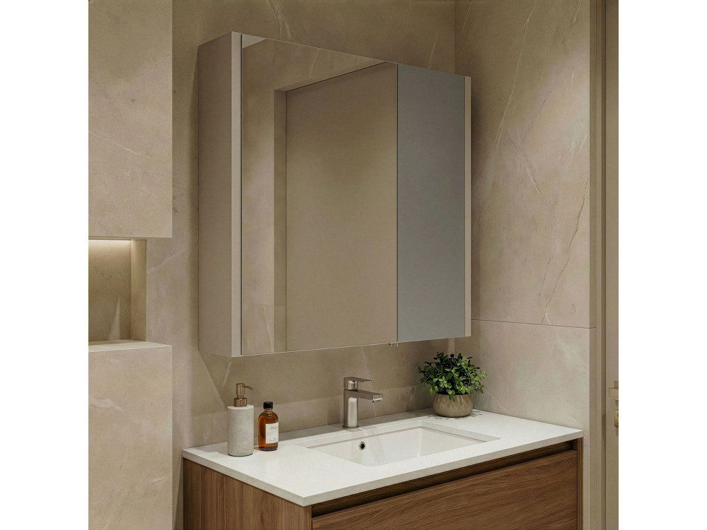 Szafka łazienkowa z lustrem „Desna 60” – 60 x 16 x 66 cm – kolor piaskowy