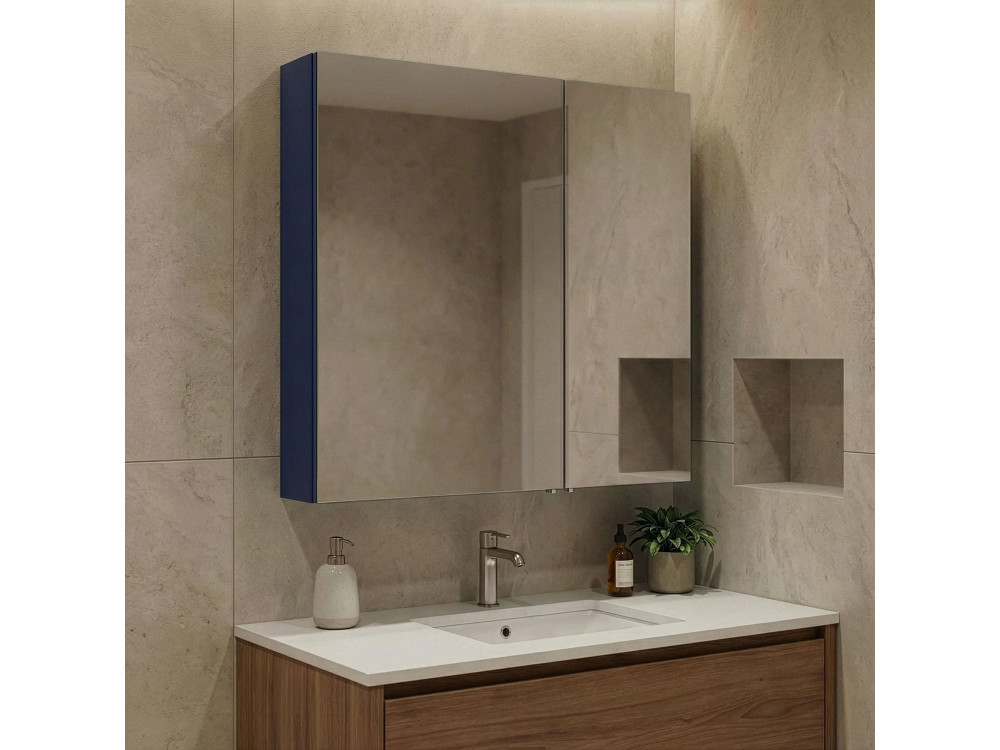 Szafka łazienkowa z lustrem „Bari 60” – 60 x 16 x 66 cm – matowy granatowy
