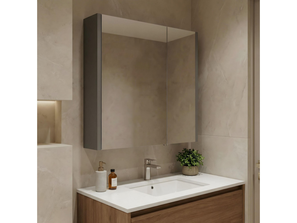 Szafka łazienkowa z lustrem „Arno 60” – 60 x 16 x 66 cm – szara / antracytowa