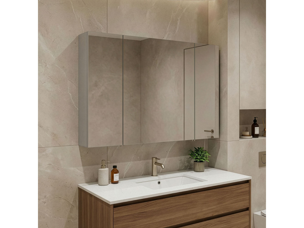 Szafka łazienkowa z lustrem „Bari 100” – 97 x 16 x 66 cm – matowy kolor kaszmir