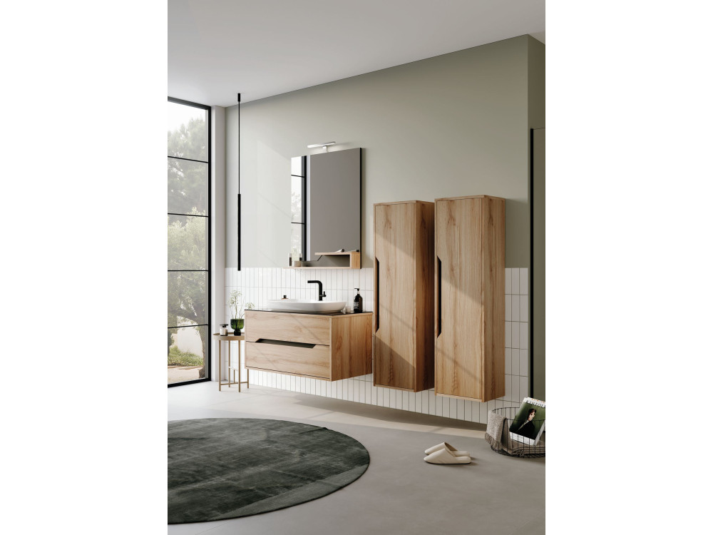 Dekoracyjne lustro drewniane „Galia 80” – 60 x 14 x 100 cm – dąb