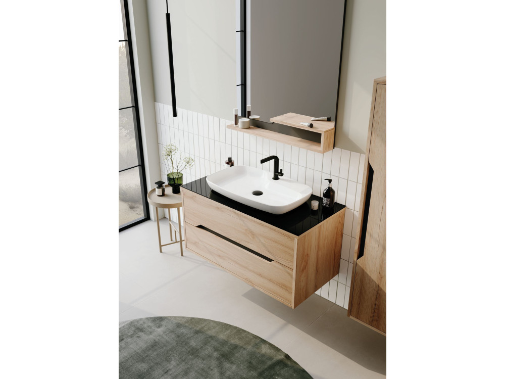 Dekoracyjne lustro drewniane „Galia 80” – 60 x 14 x 100 cm – dąb
