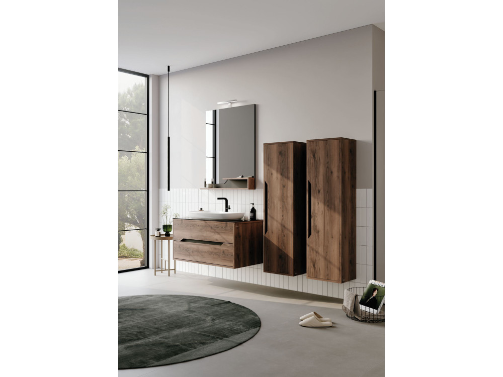 Dekoracyjne lustro drewniane „Galia 80” – 60 x 14 x 100 cm – ciemny orzech