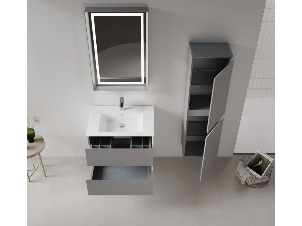 Szafka łazienkowa „Nest 40 v2” – 40 x 32 x 138 cm – matowa szarość