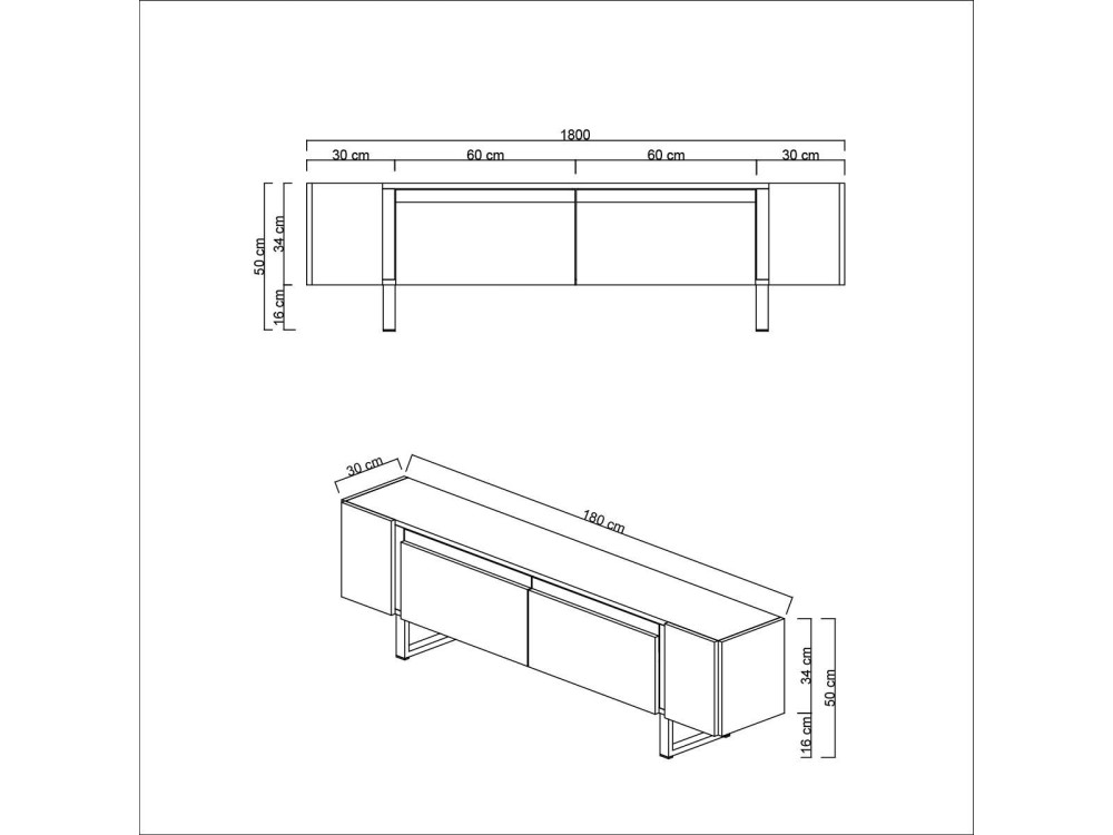 Drewniana podstawa pod telewizor "Yildiz" - 180 x 30 x 50 cm - TravertinOr