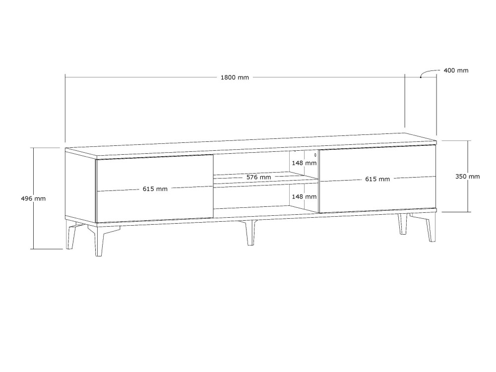 Drewniana podstawa pod telewizor "Erem" - 180 x 40 x 45 cm - orzech czarny