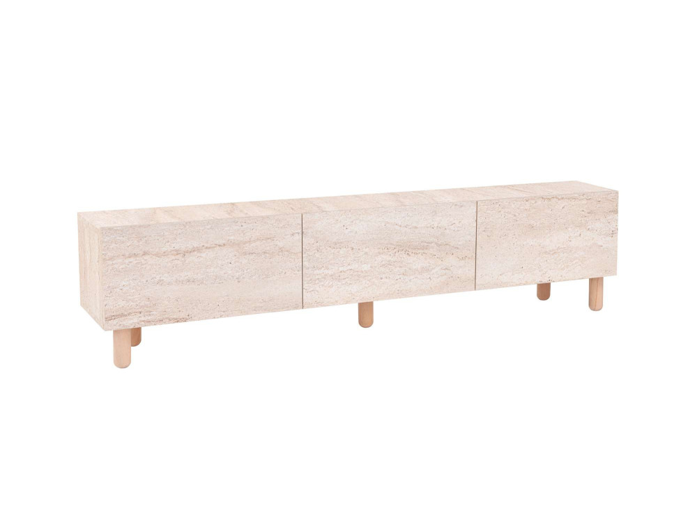 Drewniany stojak pod telewizor "Alvin" - 180 x 31 x 42 cm - Beżowy
