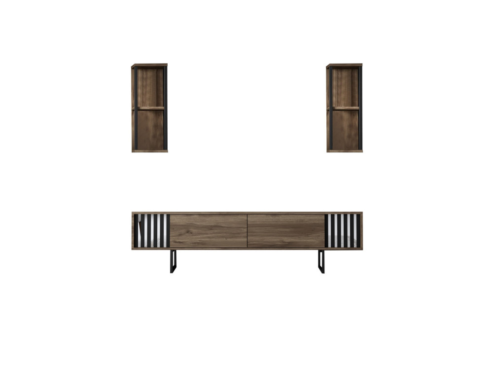 Drewniana podstawa pod telewizor "Chrome Line" - 180 x 30 x 48 cm - orzech czarny