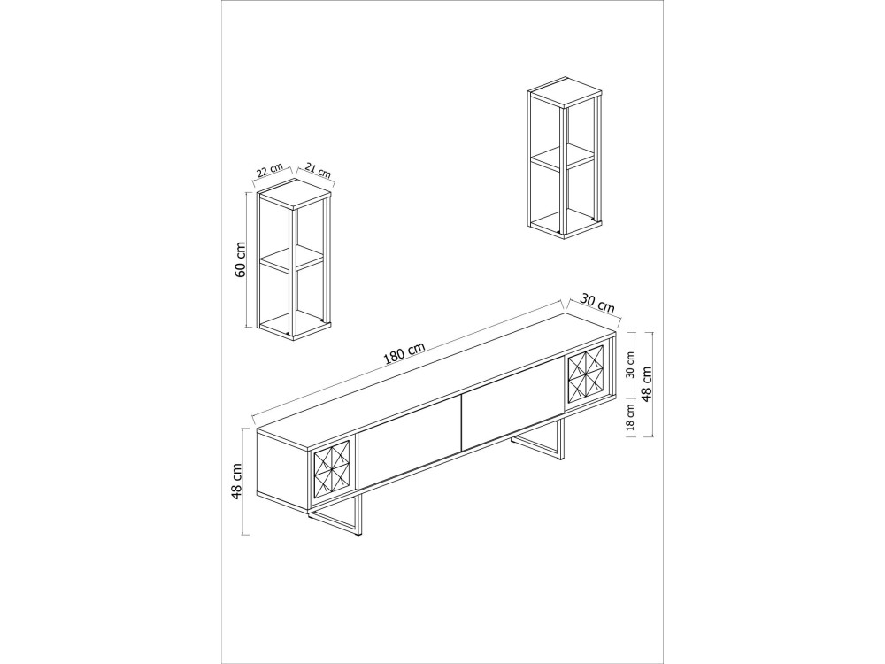Drewniana podstawa pod telewizor "Chrome Line" - 180 x 30 x 48 cm - orzech czarny