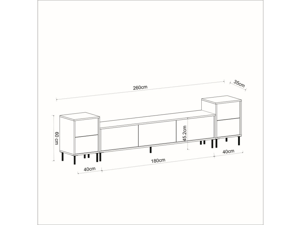 Drewniana podstawa pod telewizor "Imaj" - 260 x 35 x 60 cm - TravertinOr