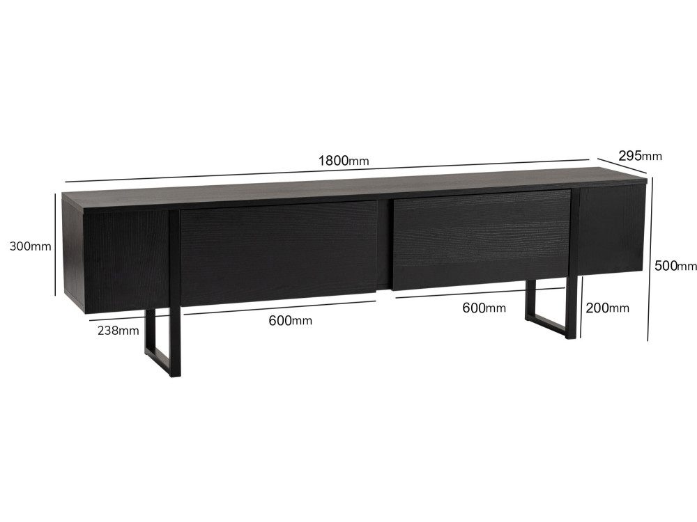 Drewniana podstawa pod telewizor "Serenity" - 180 x 29 x 50 cm - Czarny