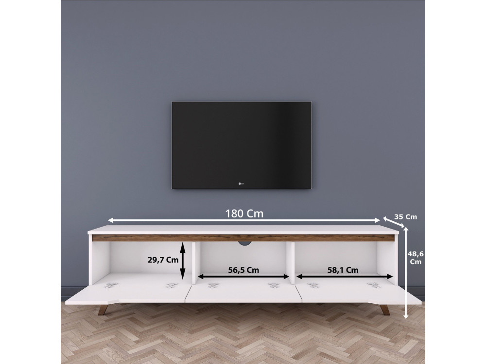 Drewniana podstawa pod telewizor "Digi" - 180 x 35 x 48 cm - Brązowy