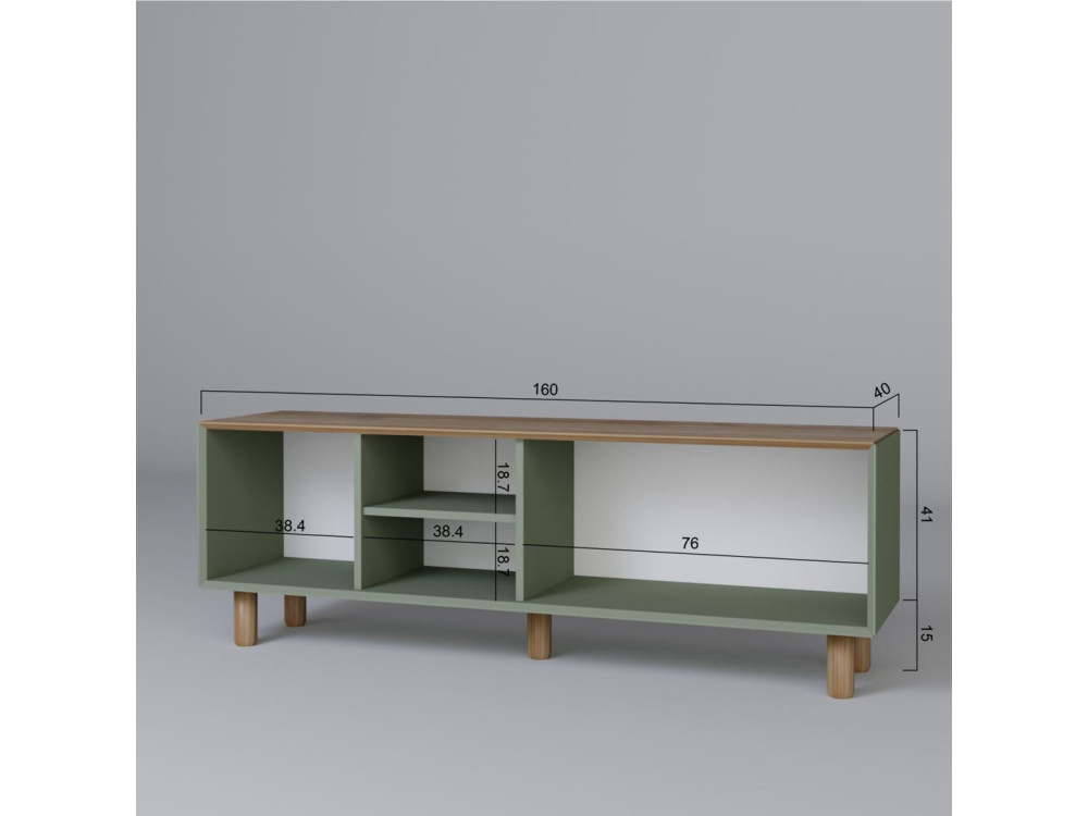 Drewniany stojak TV "Mia" - 160 x 40 x 56 cm - Zielony