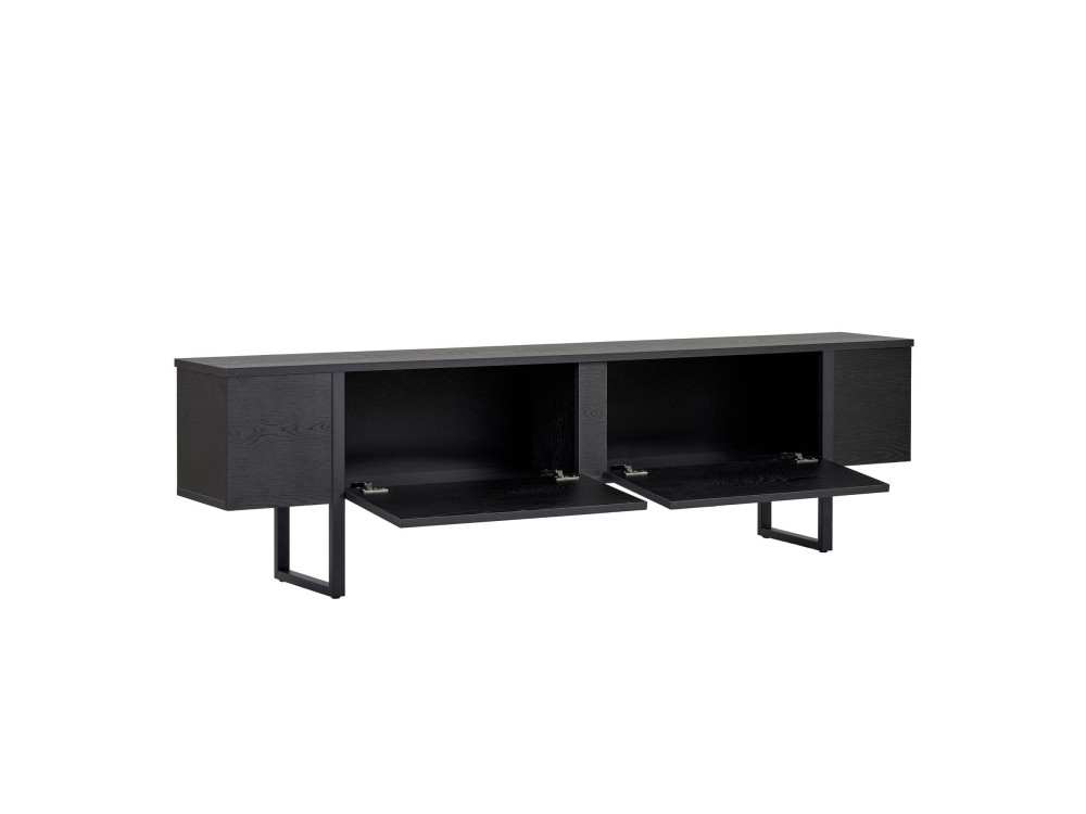 Drewniana podstawa pod telewizor "Onera" - 180 x 30 x 50 cm - Czarny / Czarne drewno