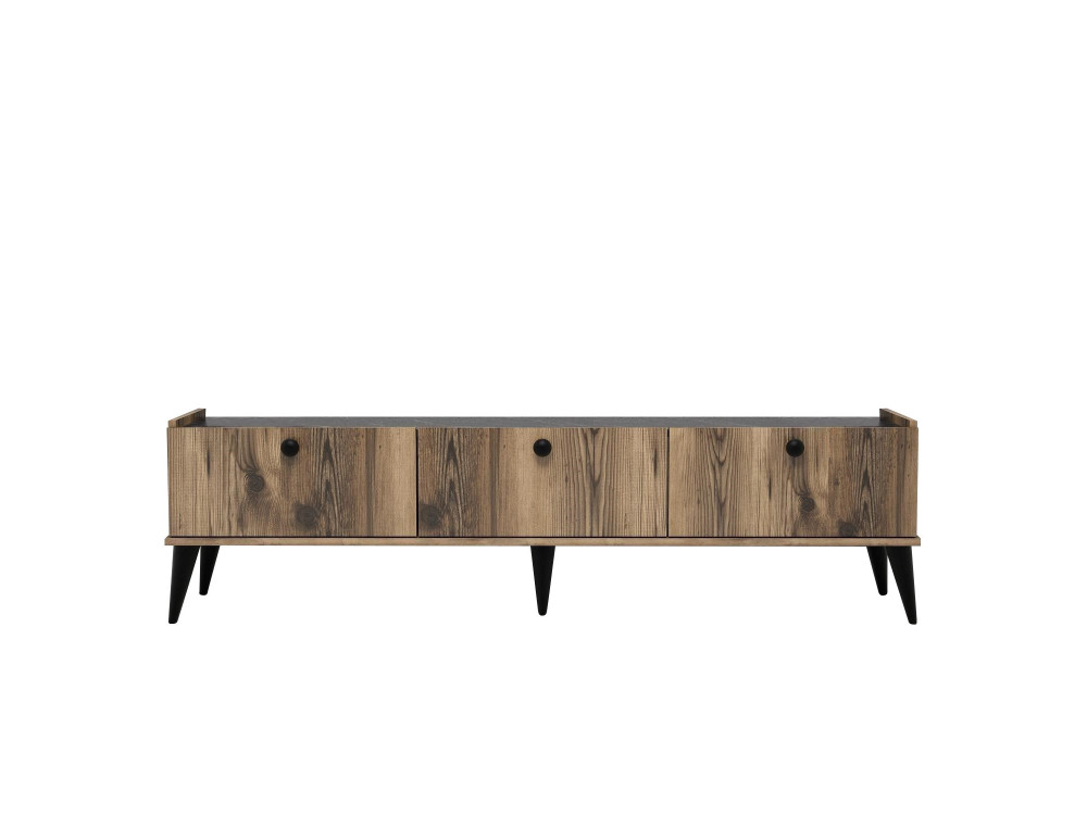 Drewniany stojak pod telewizor "Lidya" - 180 x 35 x 49 cm - Brązowy