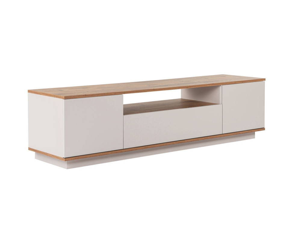 Drewniana podstawa pod telewizor "Veramont" - 180 x 44 x 44 cm - Kremowy