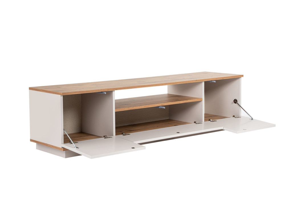 Drewniana podstawa pod telewizor "Veramont" - 180 x 44 x 44 cm - Kremowy